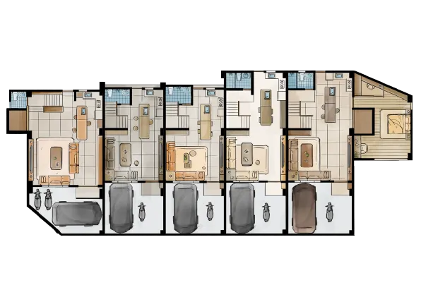 五戶平面配置圖